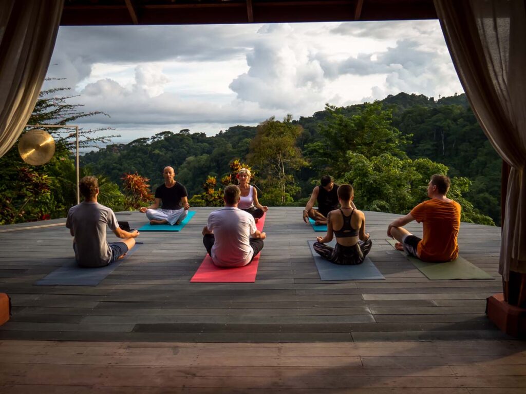 The city and nature come together at this hilltop yoga studio in