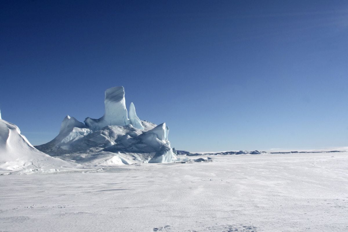 Snow-covered landscape in Antarctica