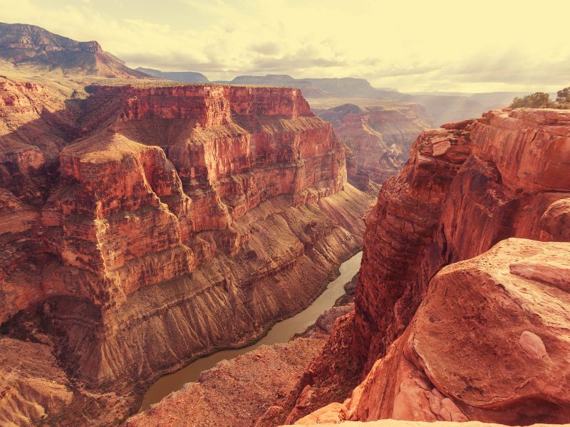 Large red rocks typical view of Grand Canyon