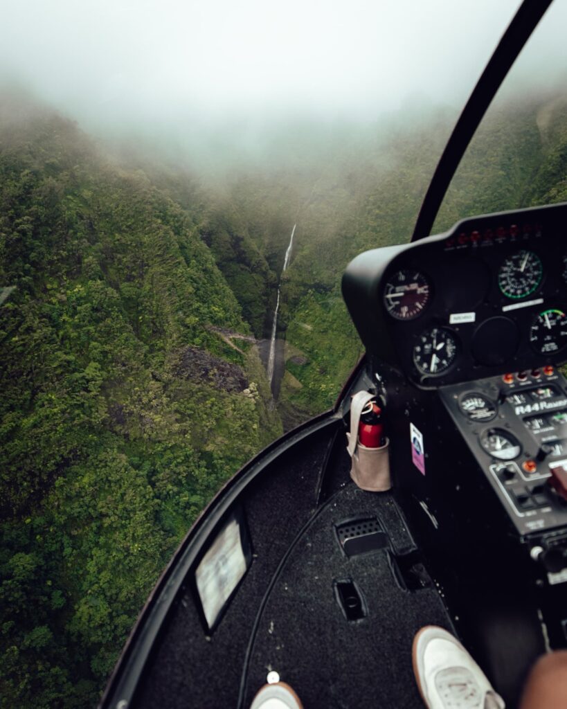 A photo from a helicopter viewing the sacred falls