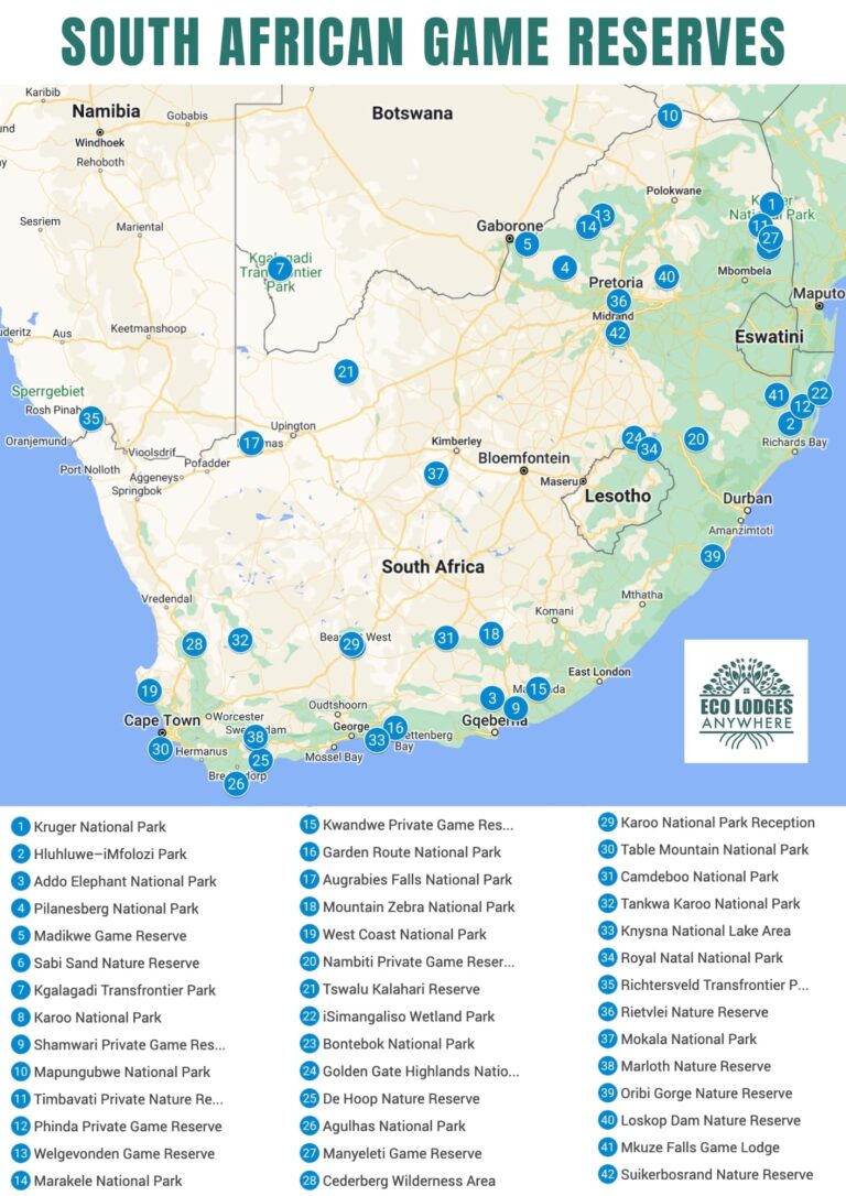 All 42 South African Game Reserves (Facts, Info, Map) - Eco Lodges Anywhere