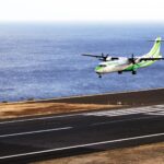 Airplane landing on Madeira Airport
