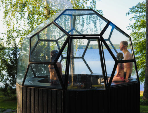 Geodesic glass sauna