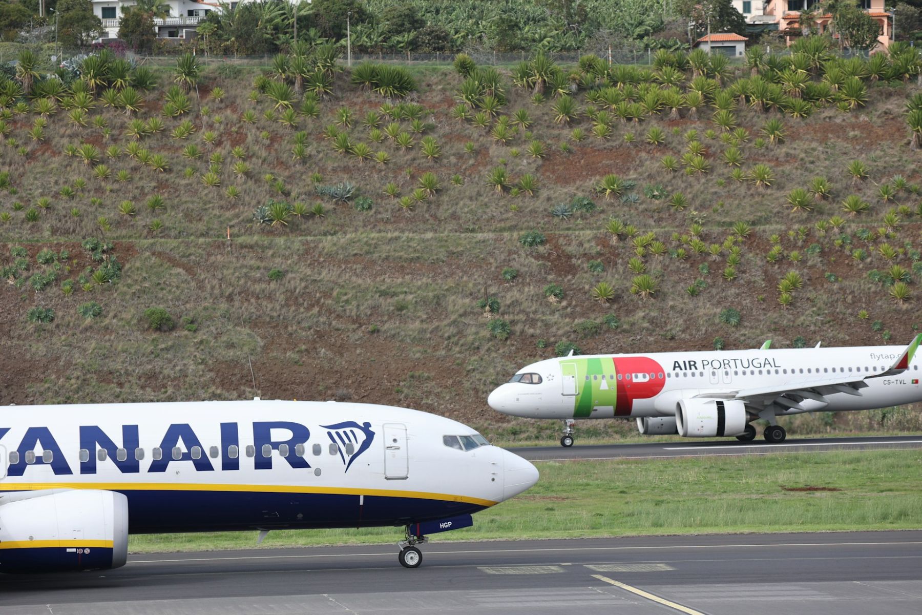 Two airplanes on the same airport