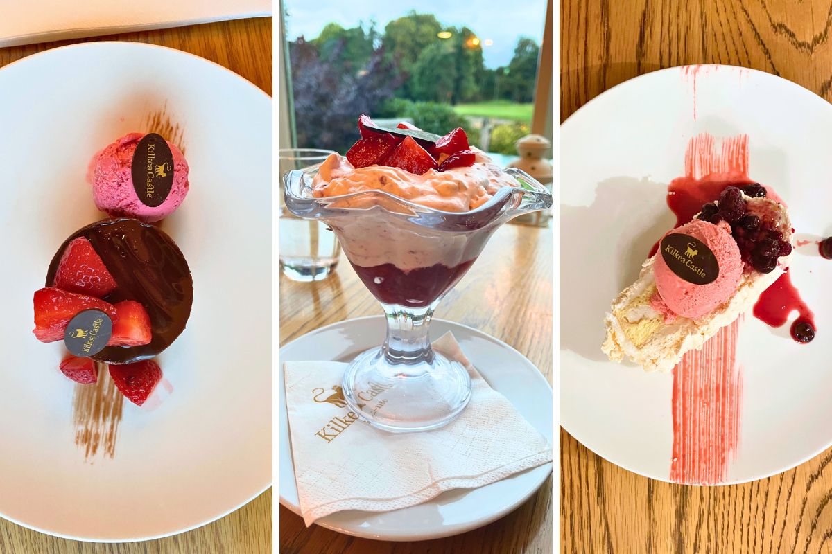 Three desserts nicely plated.