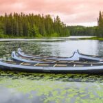 Canoe on a lake in Quebec