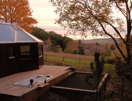 Outside with the hot tub